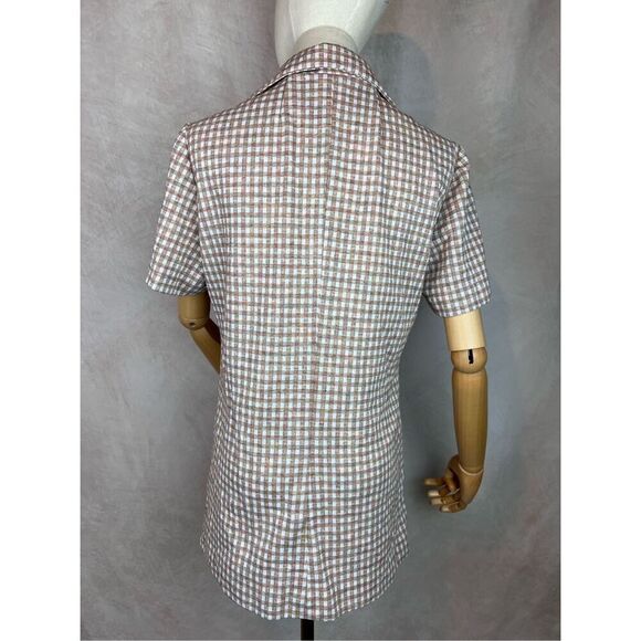 Vintage 1970s Plaid Dagger Collar Top Mod MCM Size M/L - Picture 5 of 6